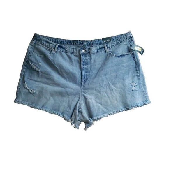 WILD FABLE Women's Plus Jean Shorts Size 30 Med Wash Super High Rise Cut-Off NWT - Picture 2 of 10